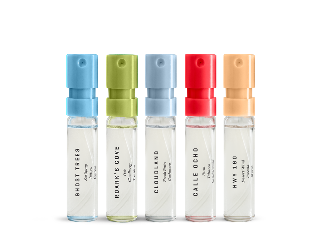 ghost trees, roark's cove, cloudland, calle ocho, hwy 190 fragrance samples