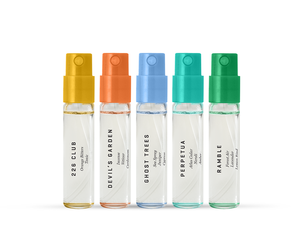 five sample vials