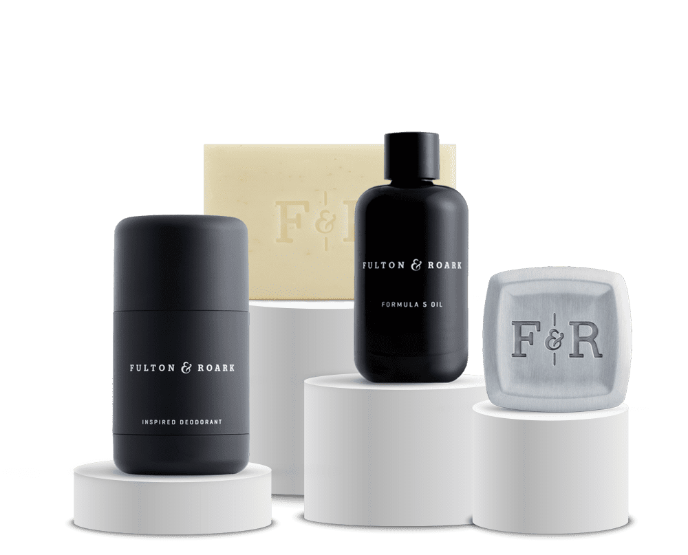 Total Package Set including deodorant, bar soap, formula 5 oil bottle and solid fragrance square